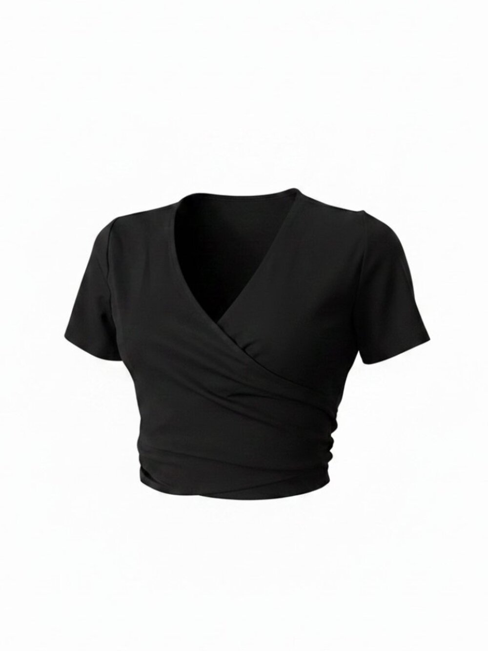 Banana Republic Black Wrap Top / Crop Top with Short Sleeve  - Size S